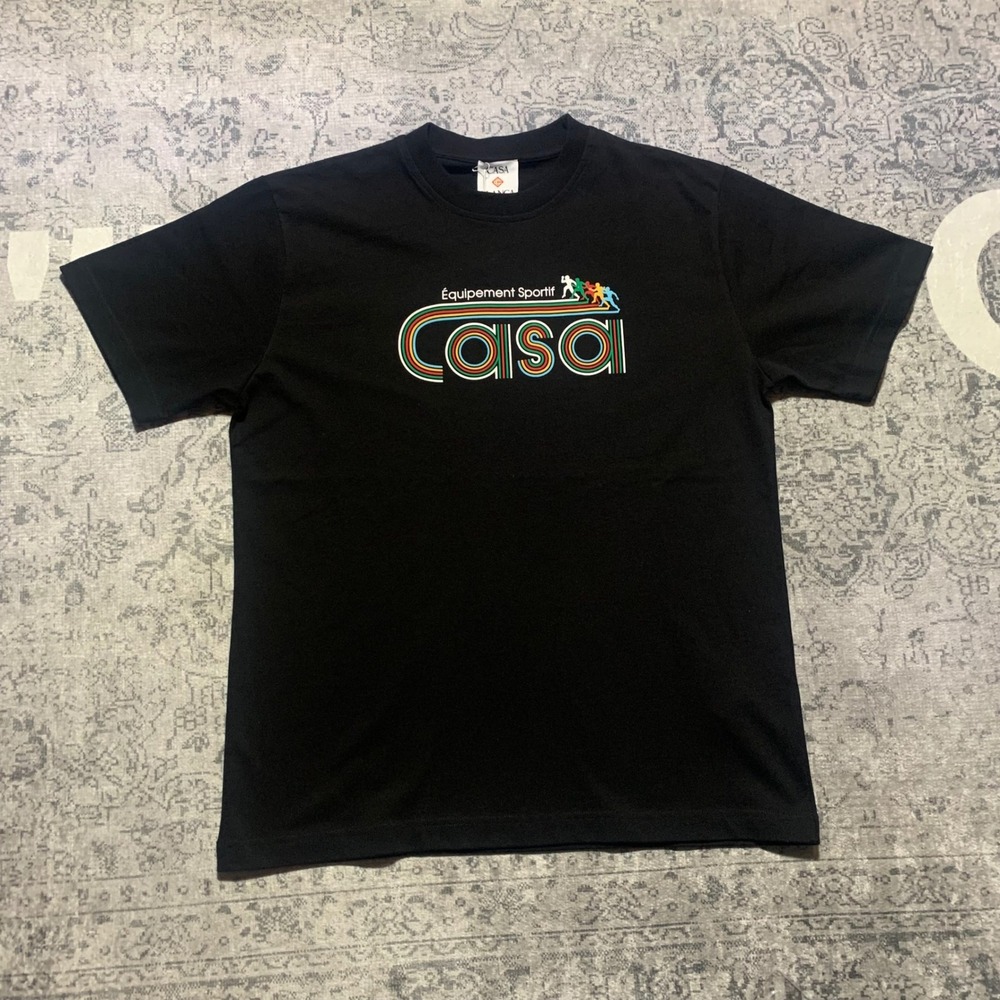 Casablanca T-Shirt Mens Medium Black Excellent Equipement Sportif Graphic Tee